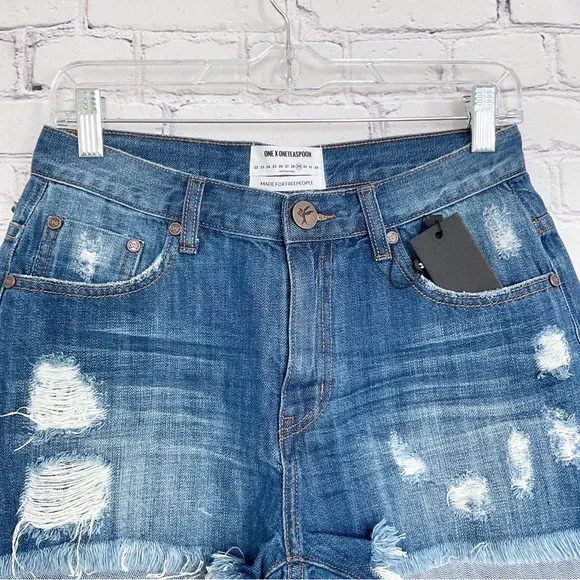 New One Teaspoon High Waist Bonita Shorts Cut Off Distressed Size 29